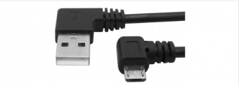 Cablu USB A tata 90° → micro USB tata 90° - 20 cm