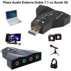 Placa de Sunet pe USB, Dubla Audio 7.1 Virtual 3D